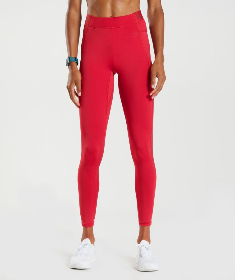 Women\'s Gymshark Training Brandmark Leggings Red | CA 7N6315